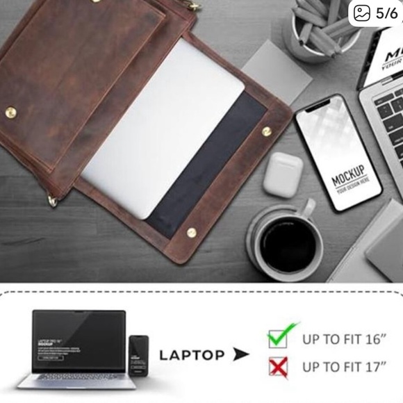 Brown Leather Messenger Bag or Computer Satchel for Liesure, Work and Travel - Picture 16 of 16